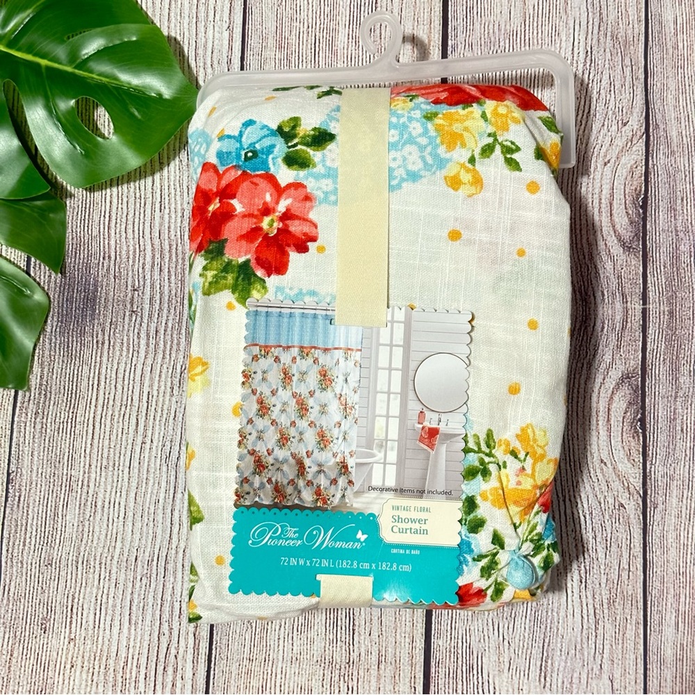 The Pioneer Woman Vintage Floral Cotton Shower Curtain, 72" NEW - Picture 4 of 7